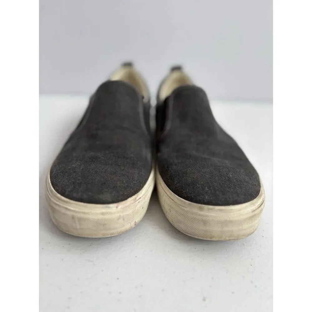 Taos Men's Size 10 Gray Canvas‎ Slip on Flat White Bottom Casual Shoes